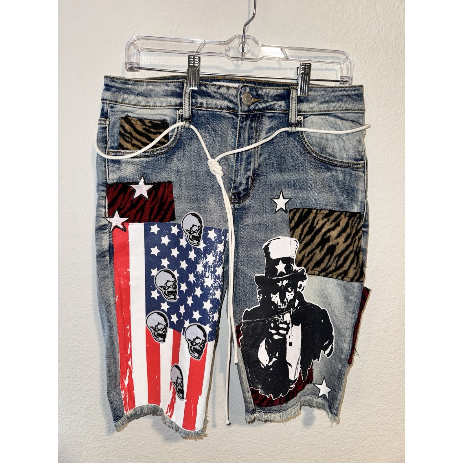 Lifted Anchor Mens Shorts 32 Skulls Usa Flag Uncle Sam 4th Of July